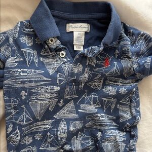 Ralph Lauren Kids' Blue Nautical Polo Romper